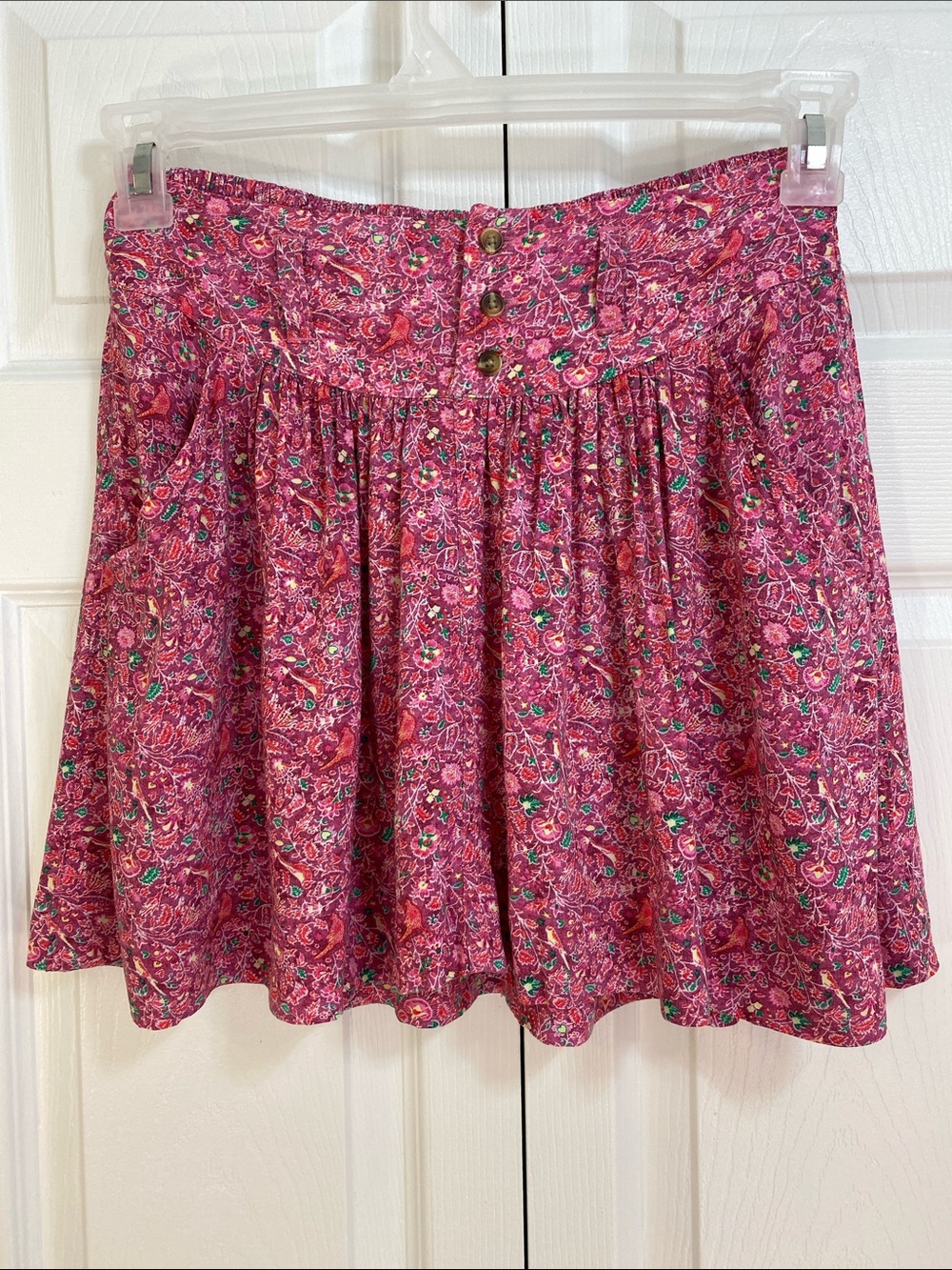 2 for $25 - American Eagle Outfitters Pink Floral Button-Front Skater Skirt, S